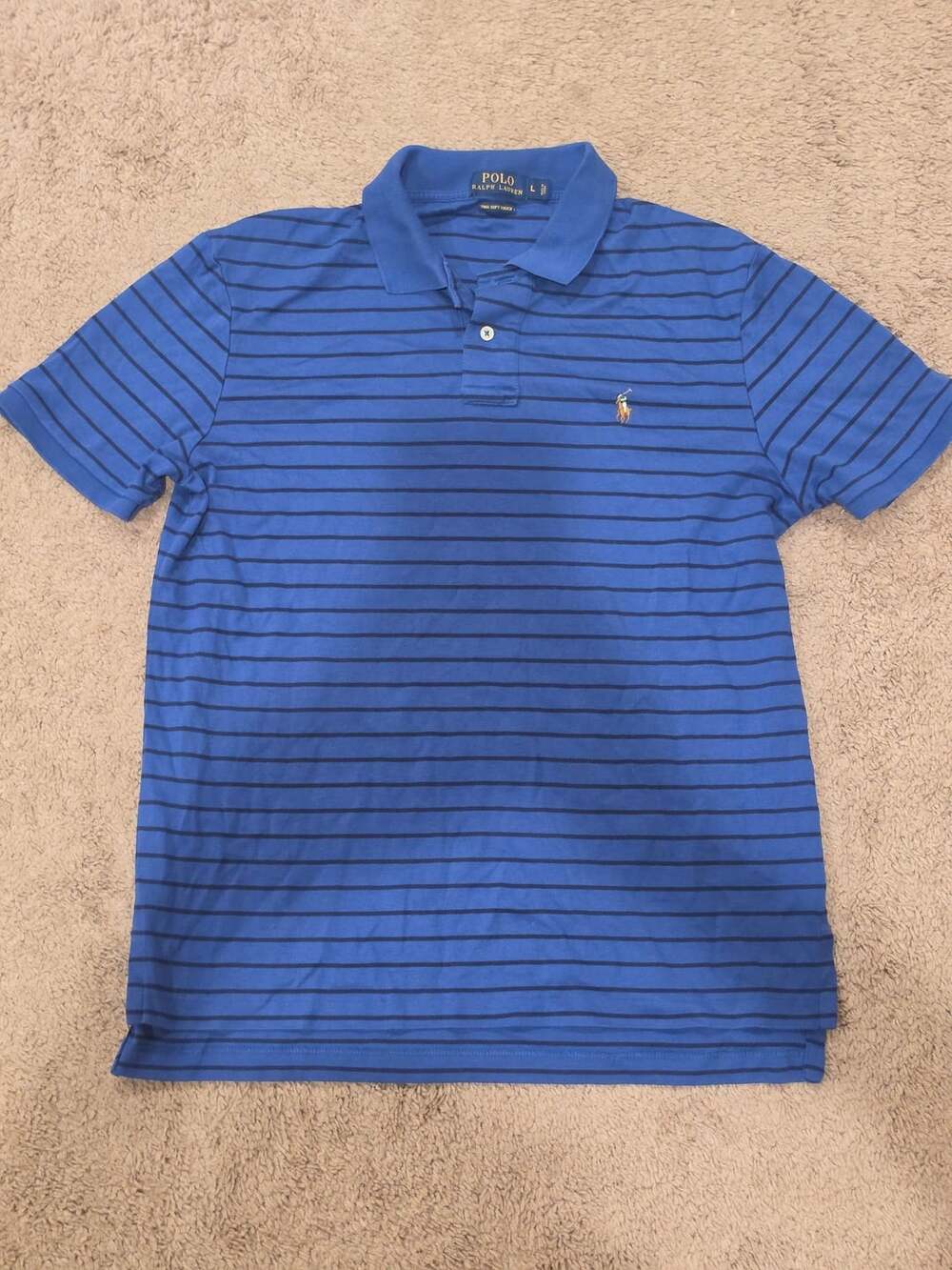 Polo Ralph Lauren Blue Stripe Pima Soft Touch Polo Shirt
